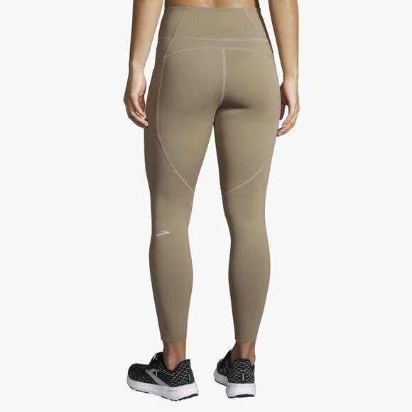 Brooks Method 7/8 Running Perforated Tights Leggings In Oatmeal Tan Size Large - Picture 7 of 14